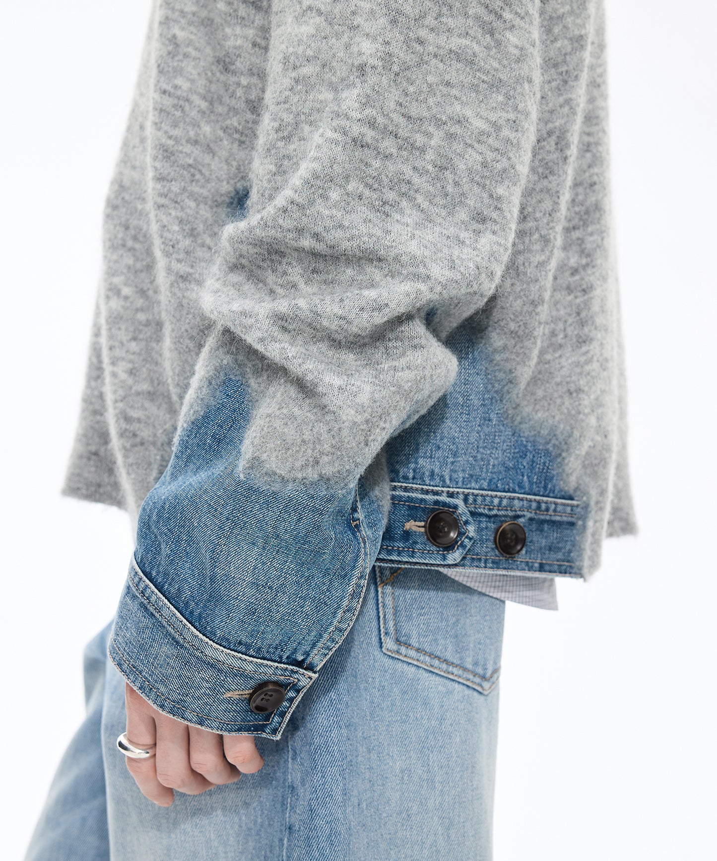 Denim × Knit Contrast Sweater
