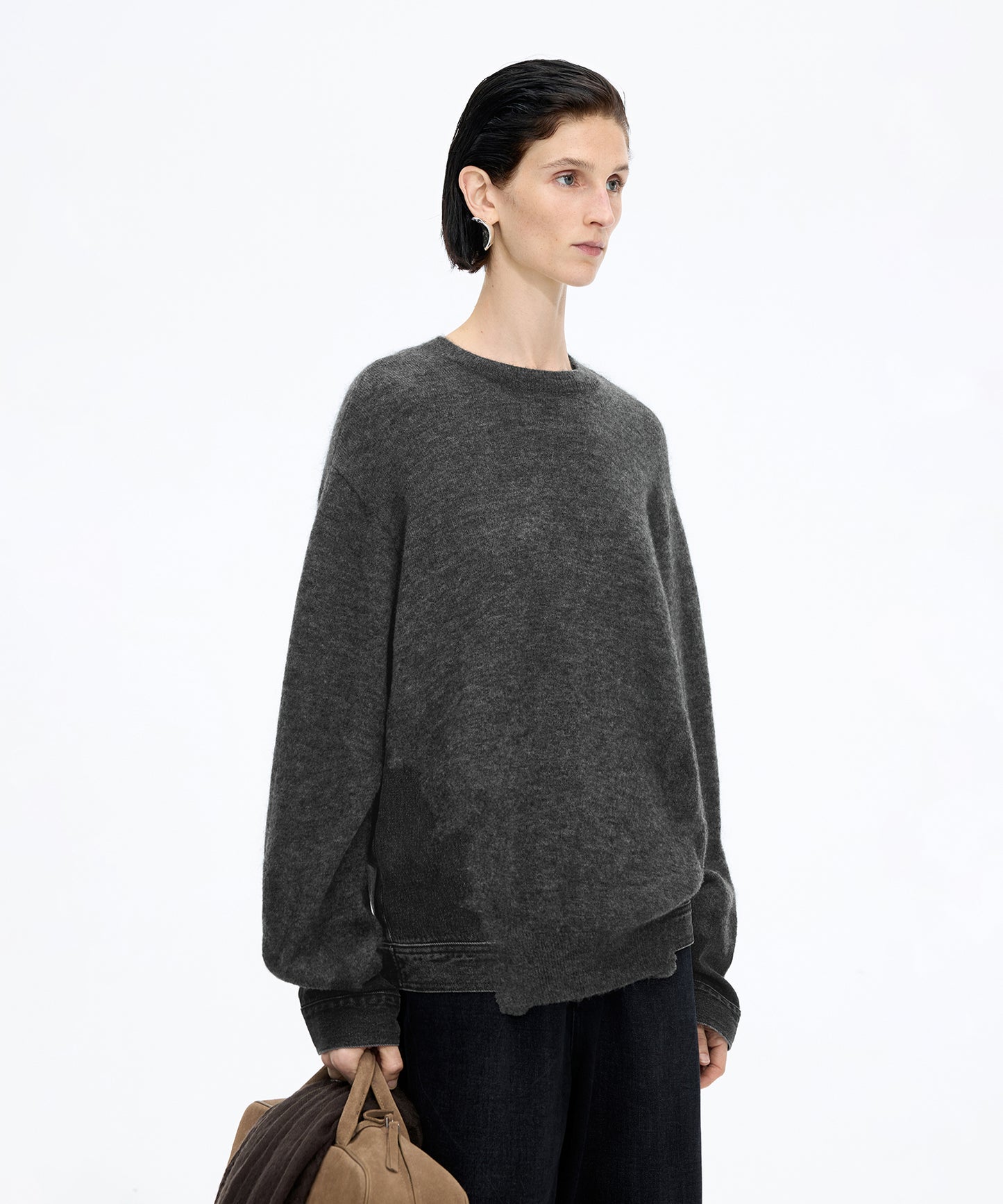 Denim × Knit Contrast Sweater