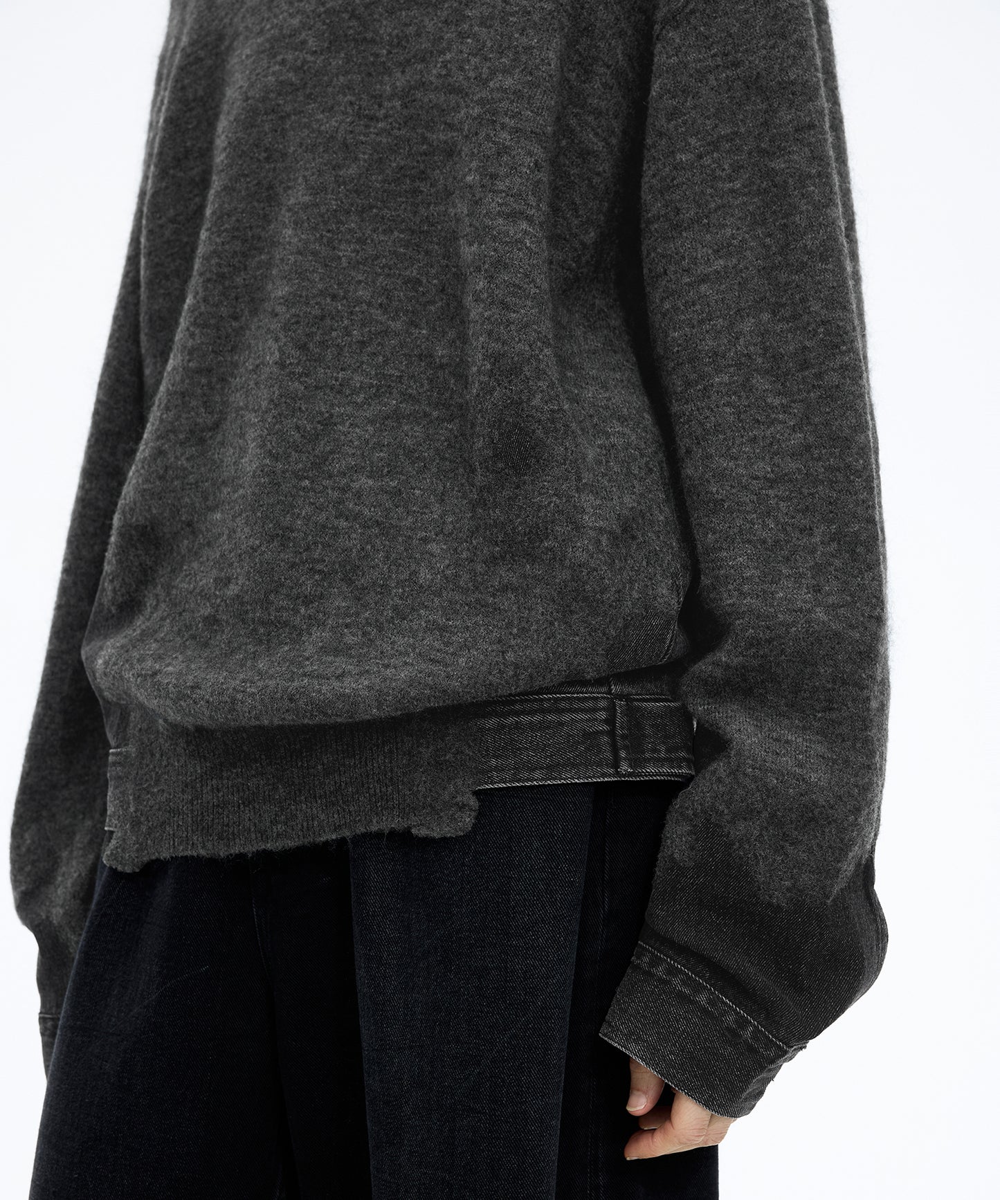 Denim × Knit Contrast Sweater