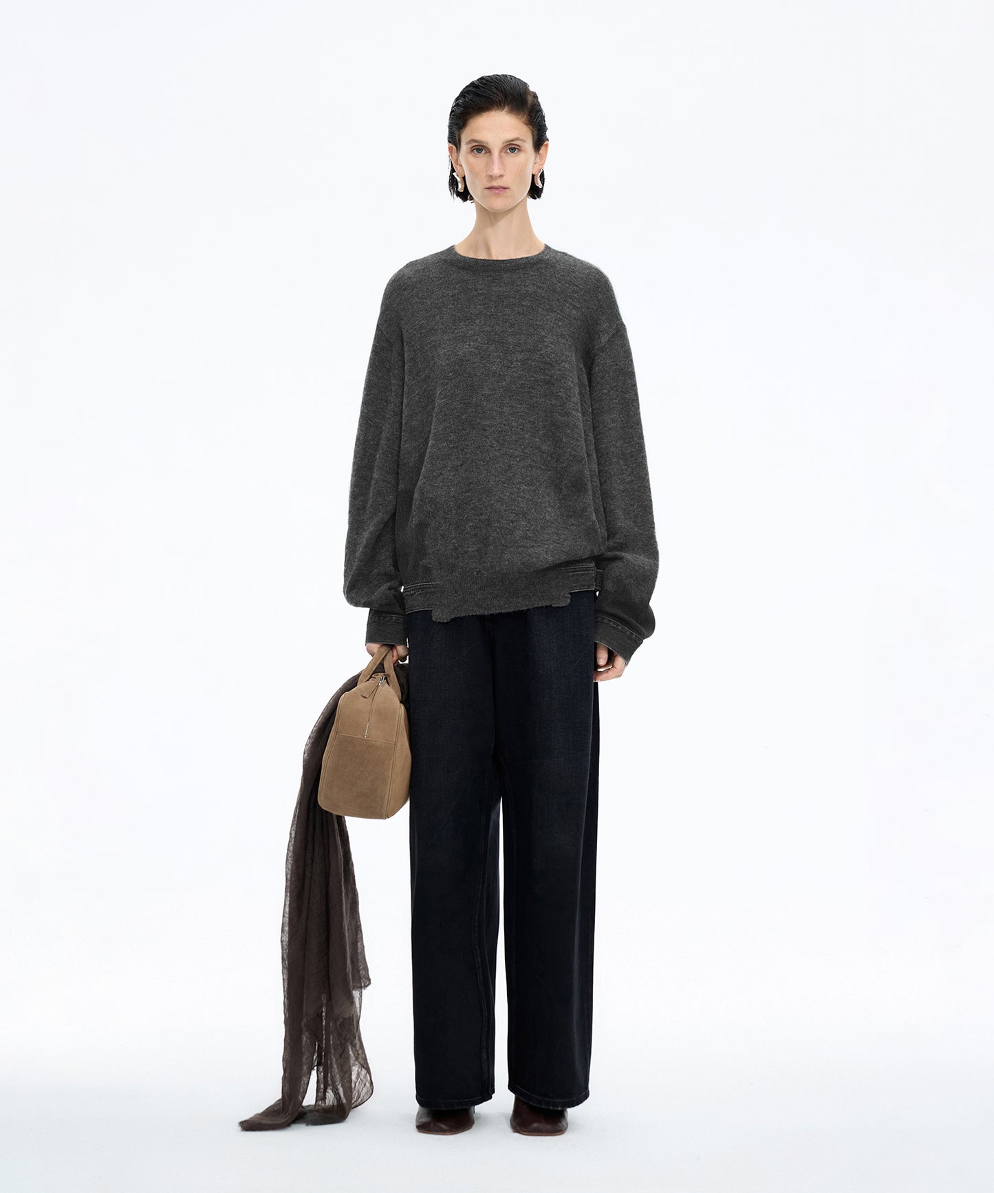 Denim × Knit Contrast Sweater