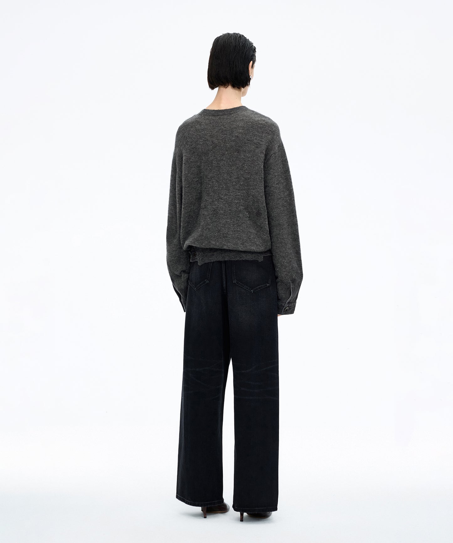 Denim × Knit Contrast Sweater