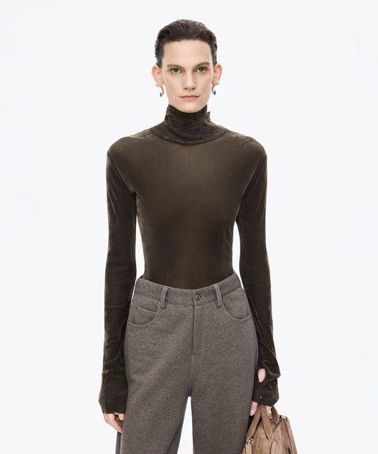 Velour Turtleneck Top