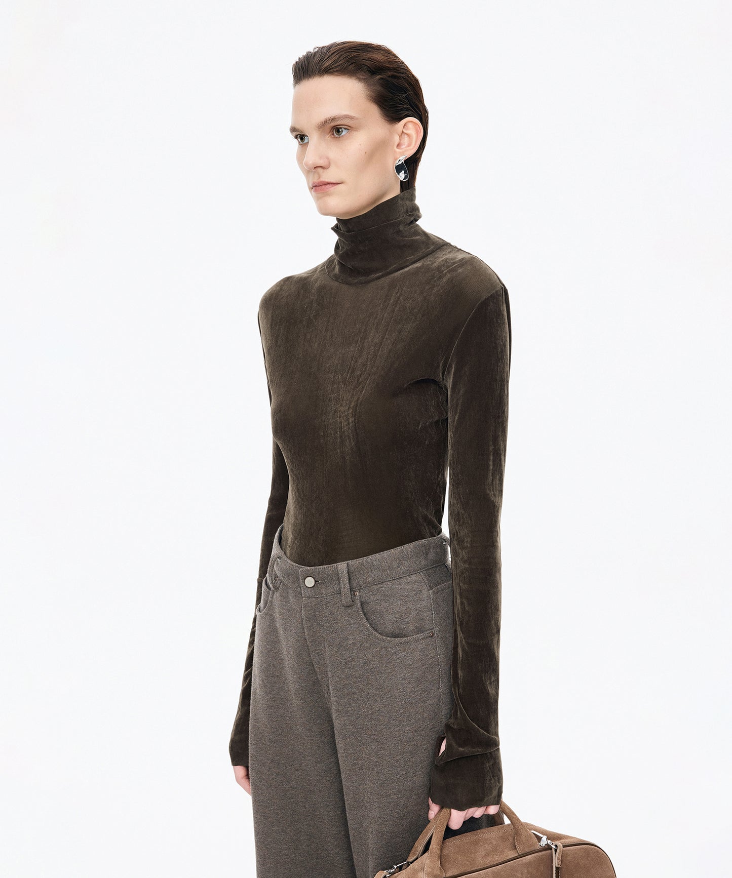 Velour Turtleneck Top