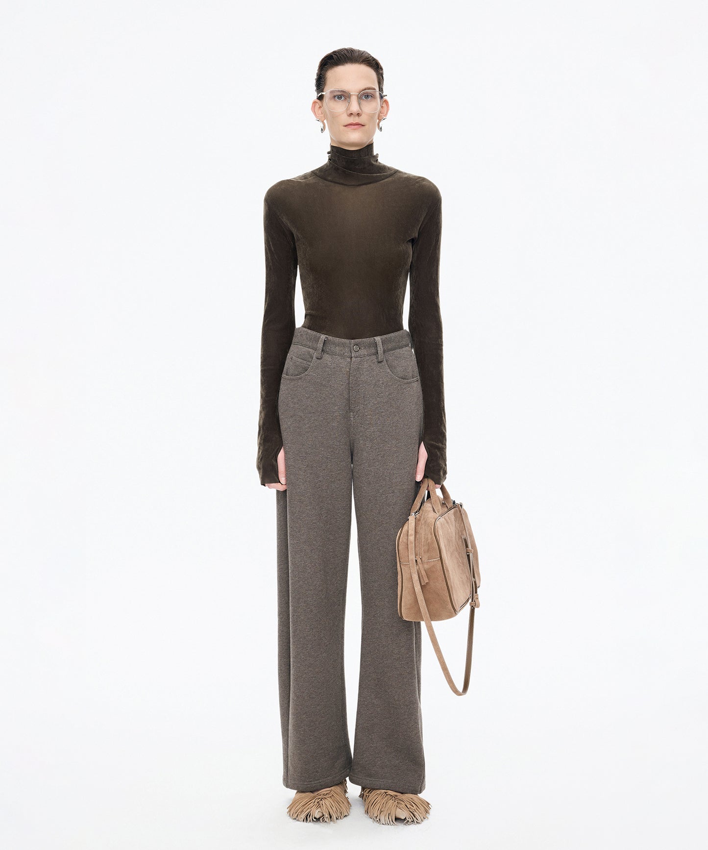 Velour Turtleneck Top