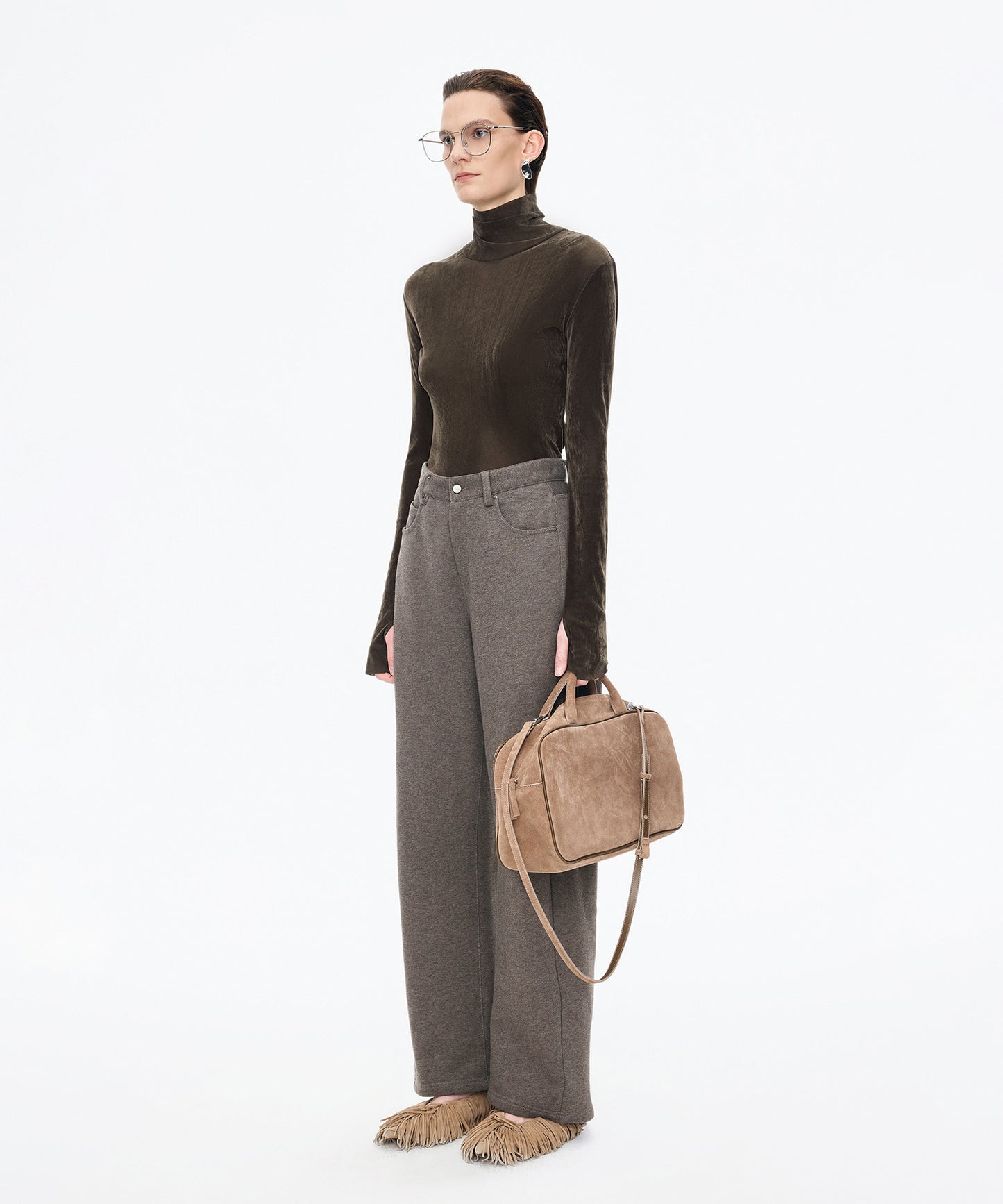 Velour Turtleneck Top