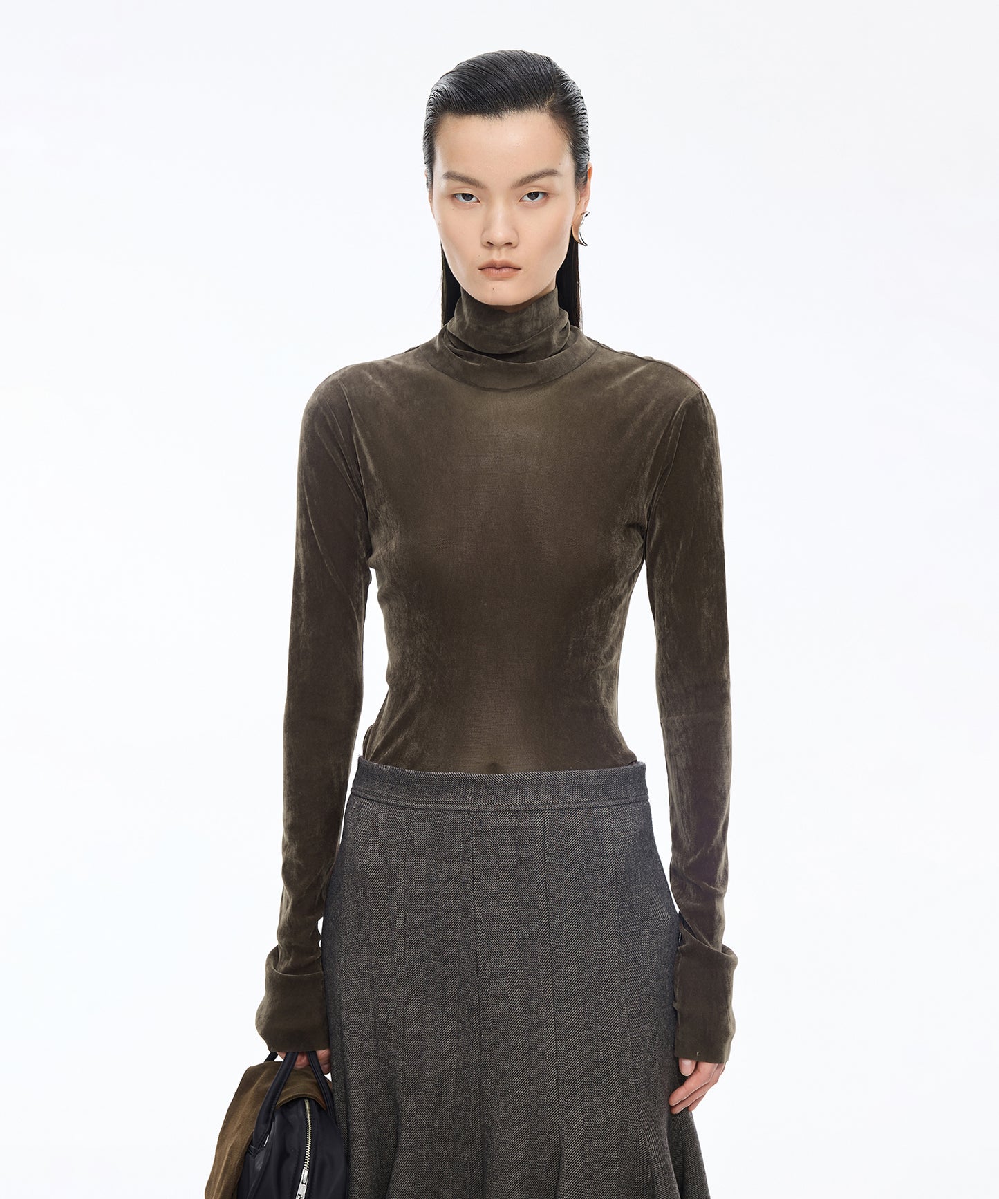 Velour Turtleneck Top