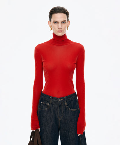 Velour Turtleneck Top