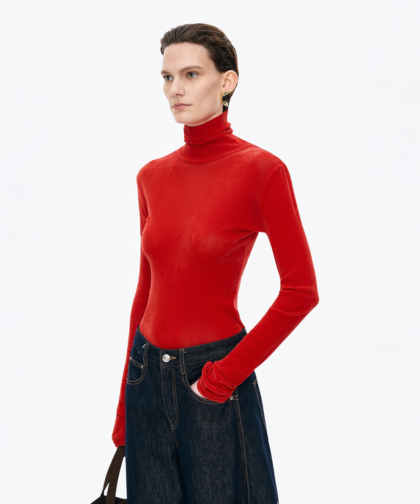 Velour Turtleneck Top