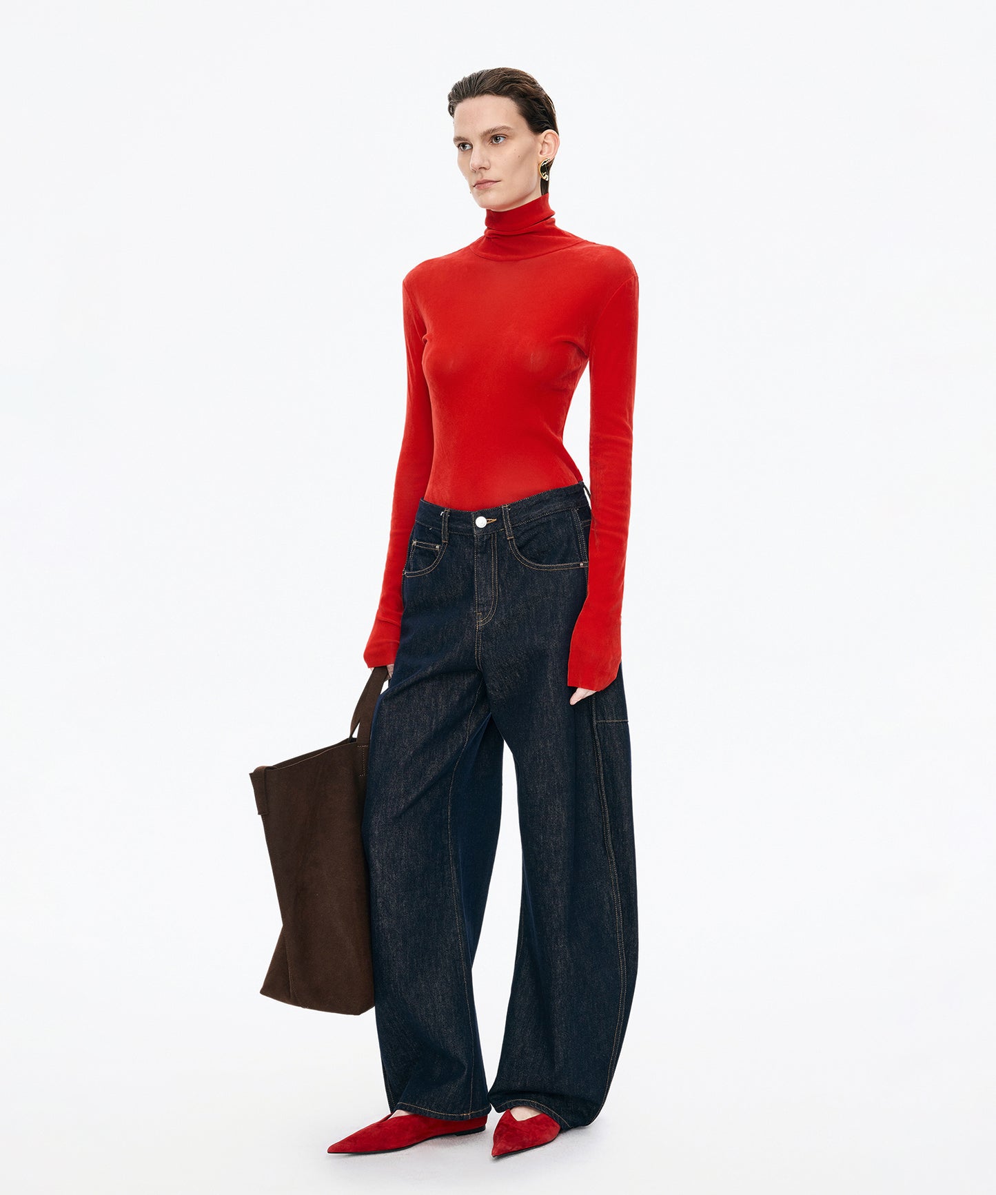 Velour Turtleneck Top