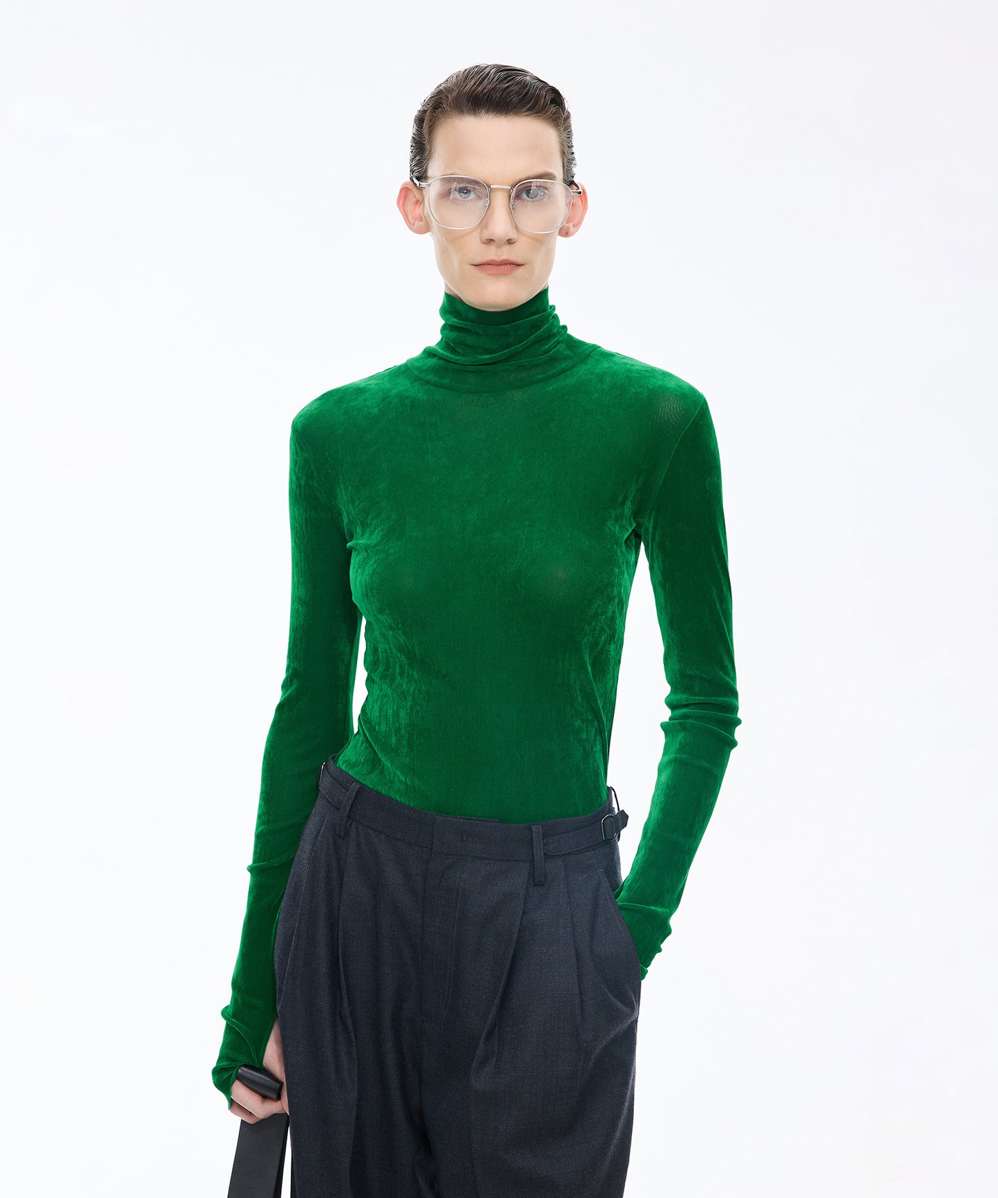 Velour Turtleneck Top
