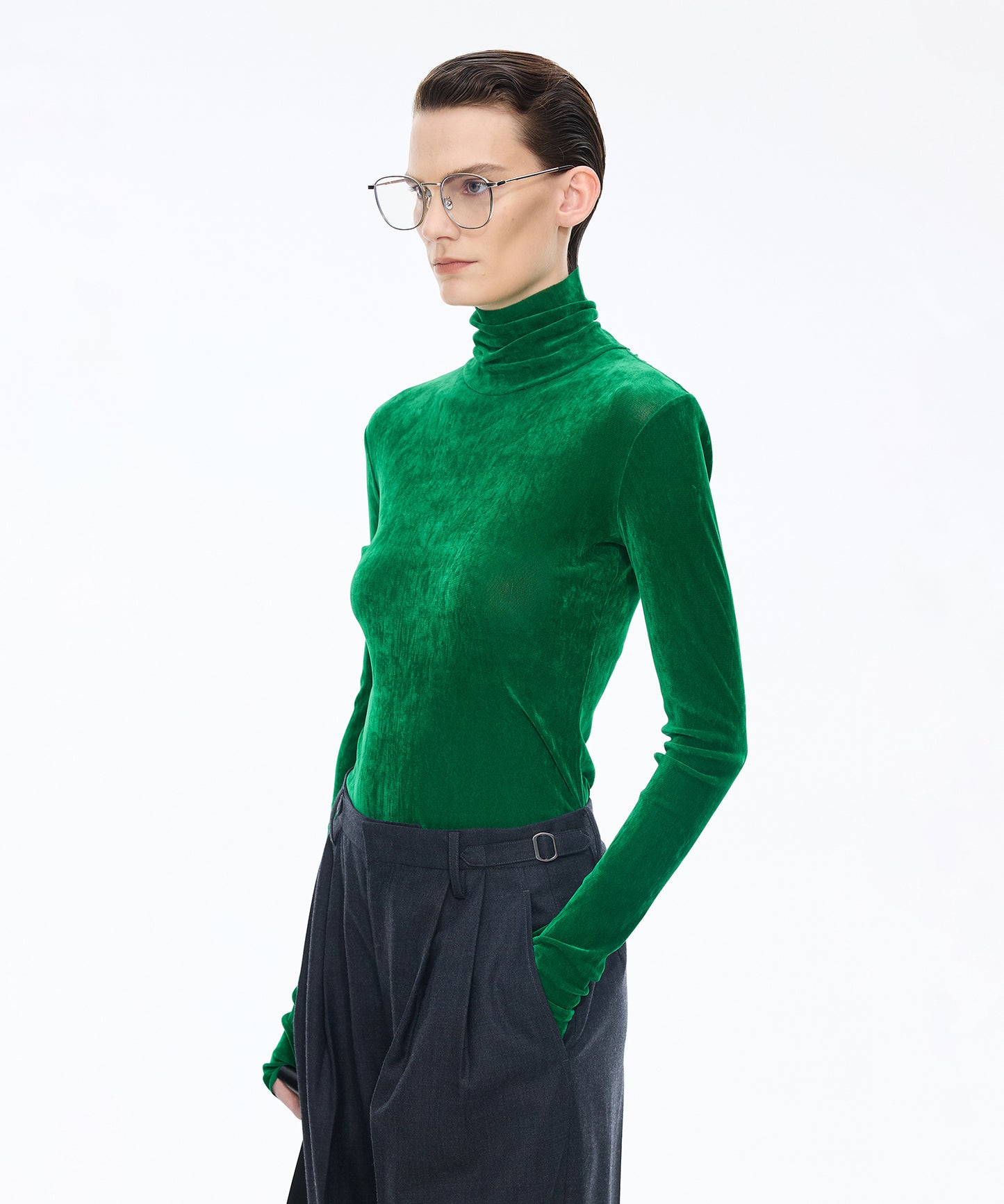 Velour Turtleneck Top