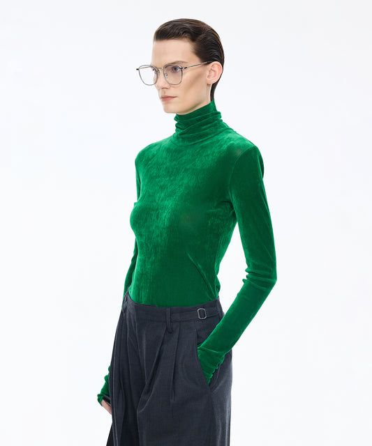 Velour Turtleneck Top