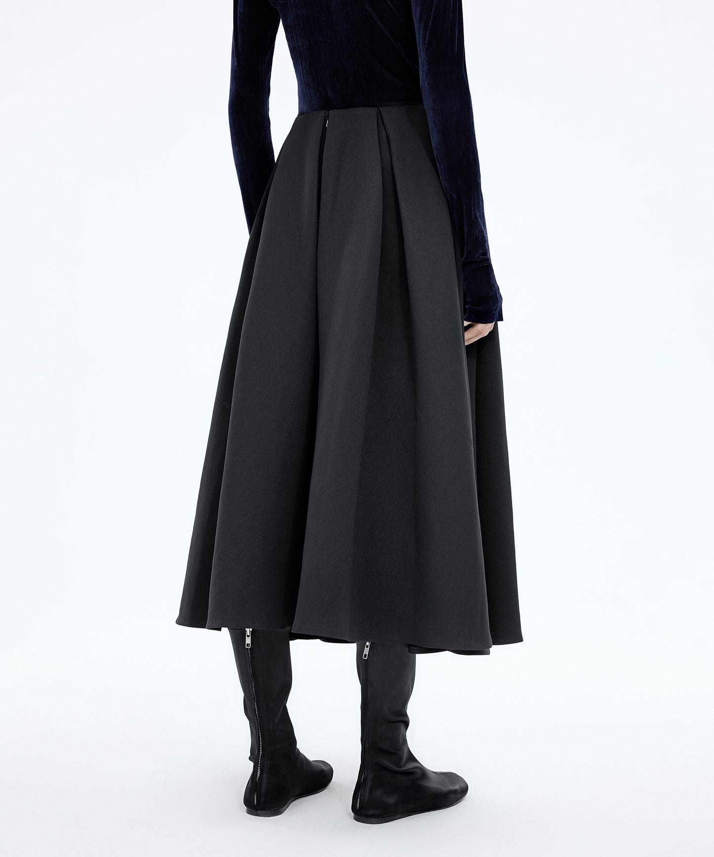 Box Pleated Flare Skirt