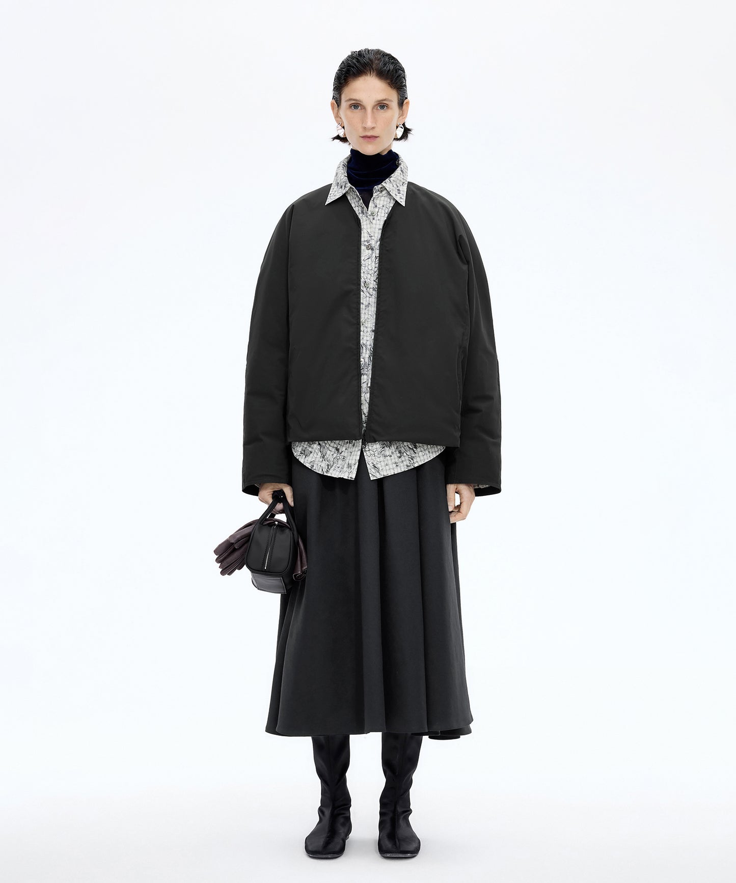 Box Pleated Flare Skirt