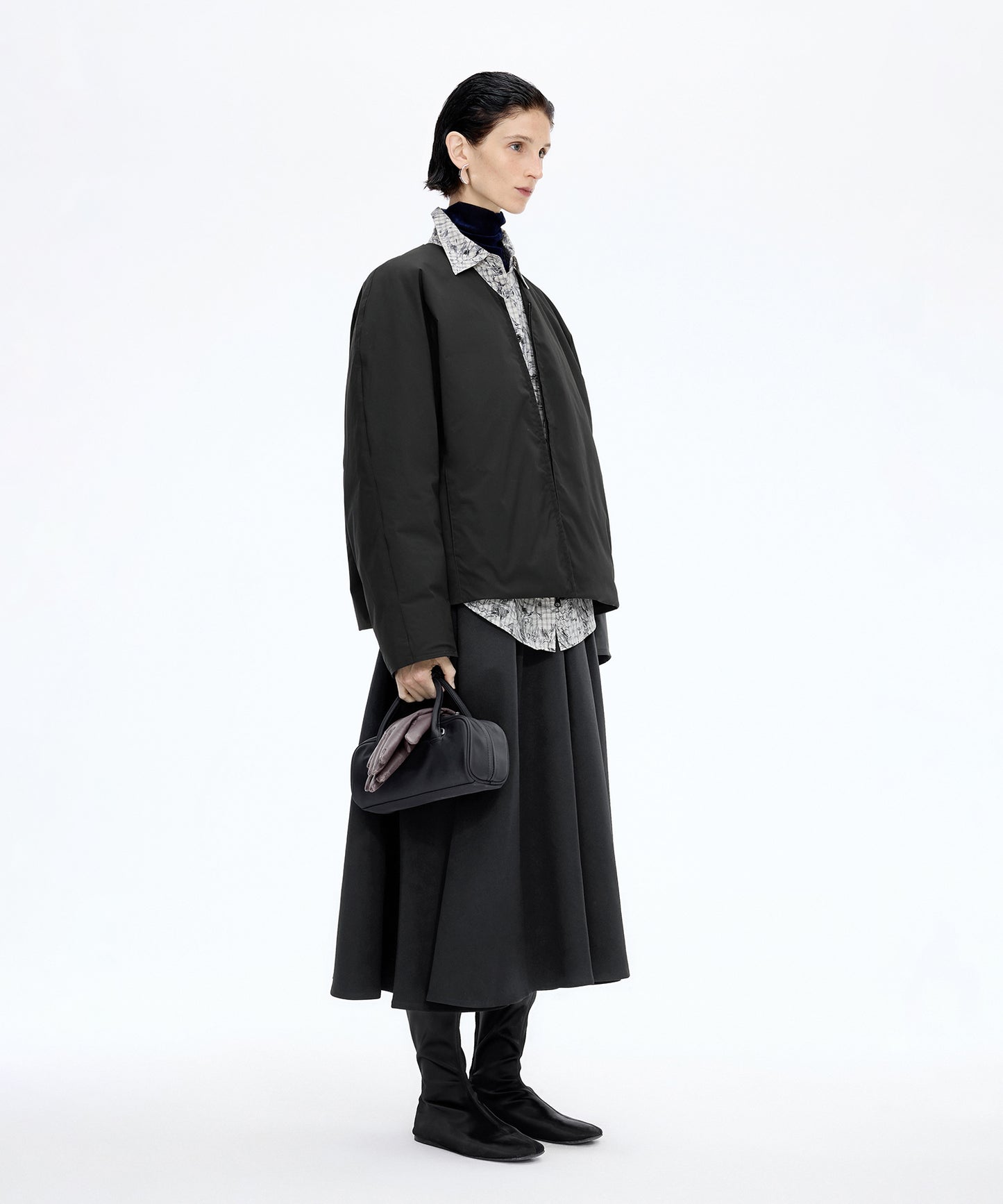 Box Pleated Flare Skirt