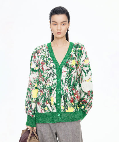 3D Jacquard Knit Cardigan