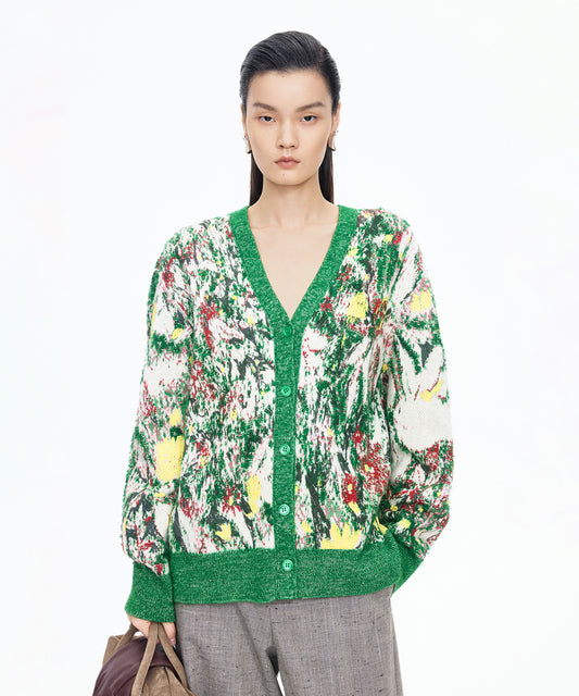 3D Jacquard Knit Cardigan