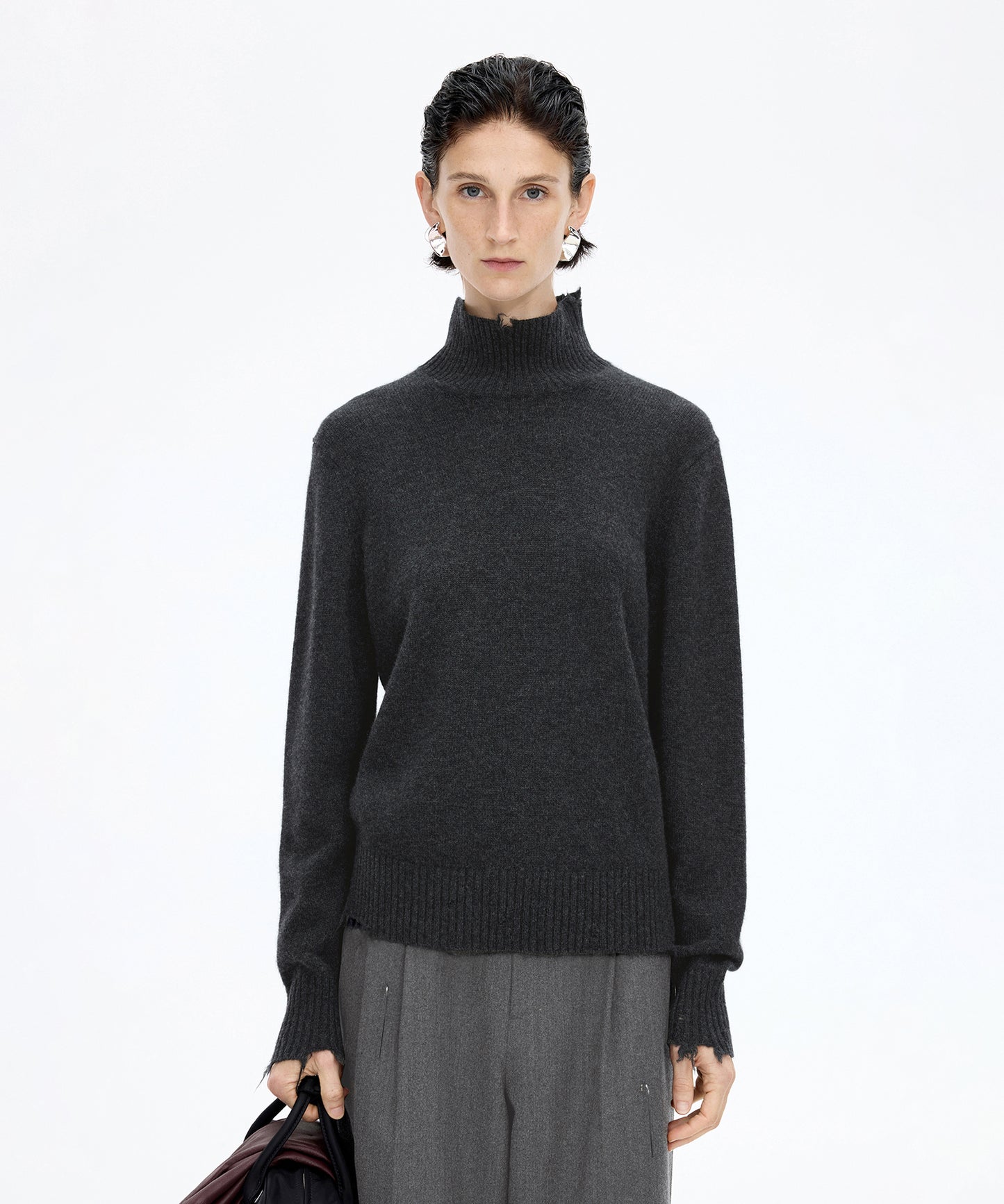 Distressed High-neck Sweater