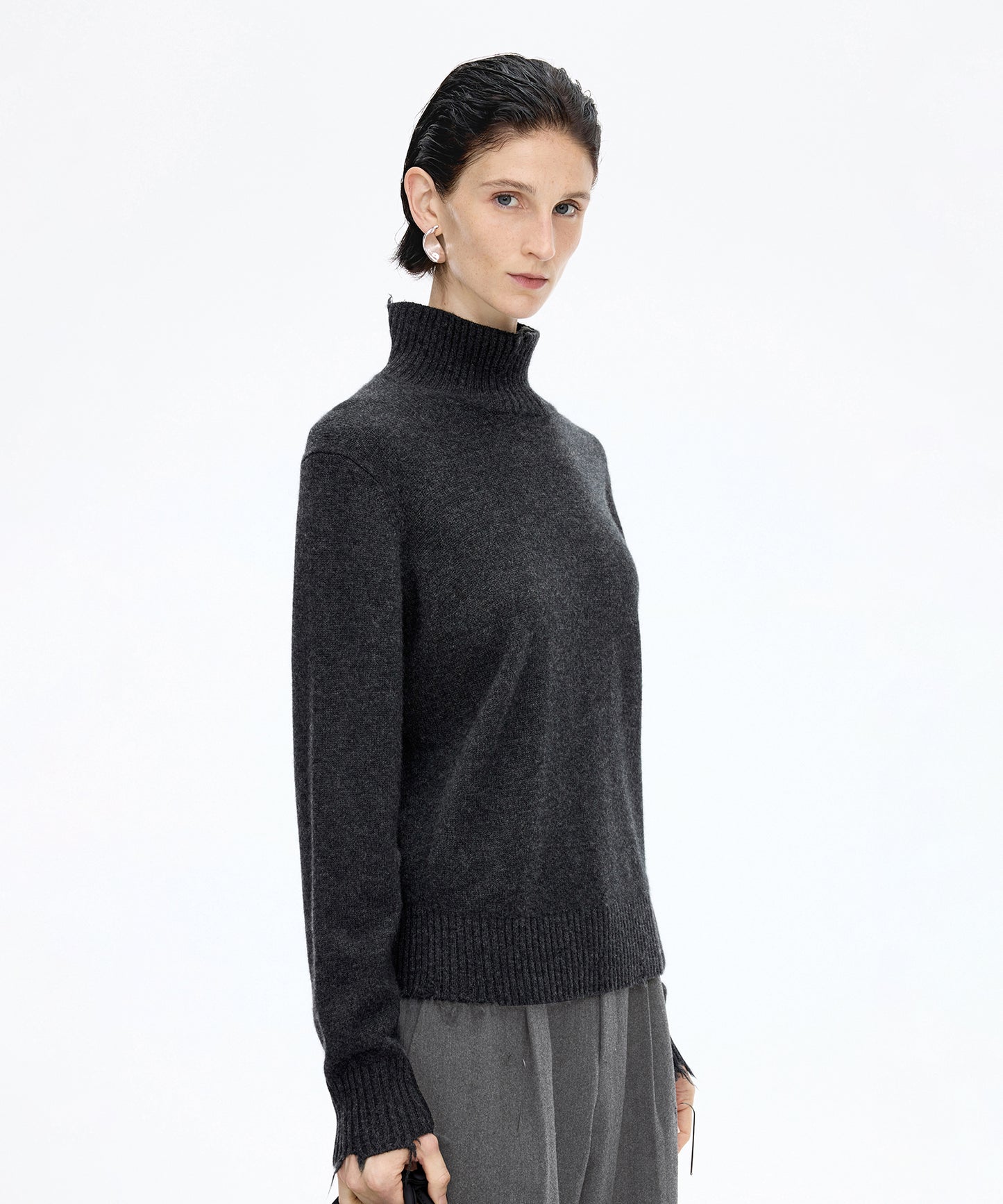 Distressed High-neck Sweater