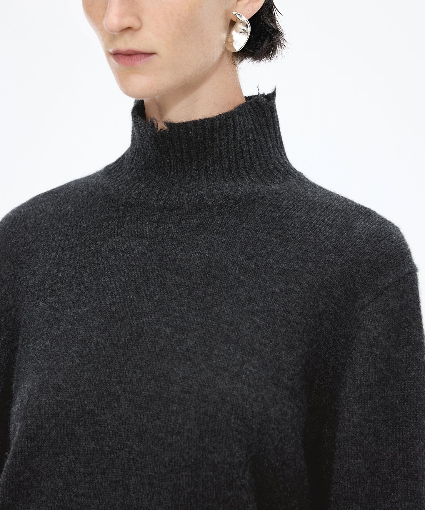 Distressed High-neck Sweater