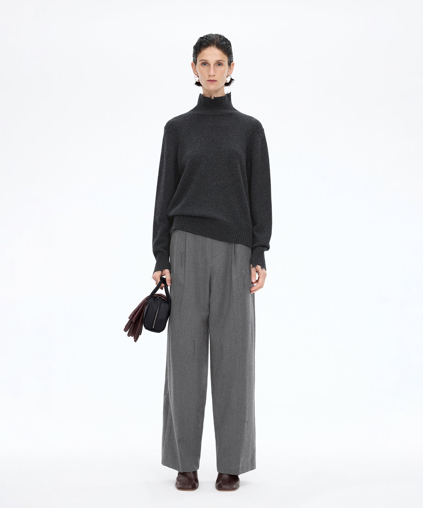 Distressed High-neck Sweater