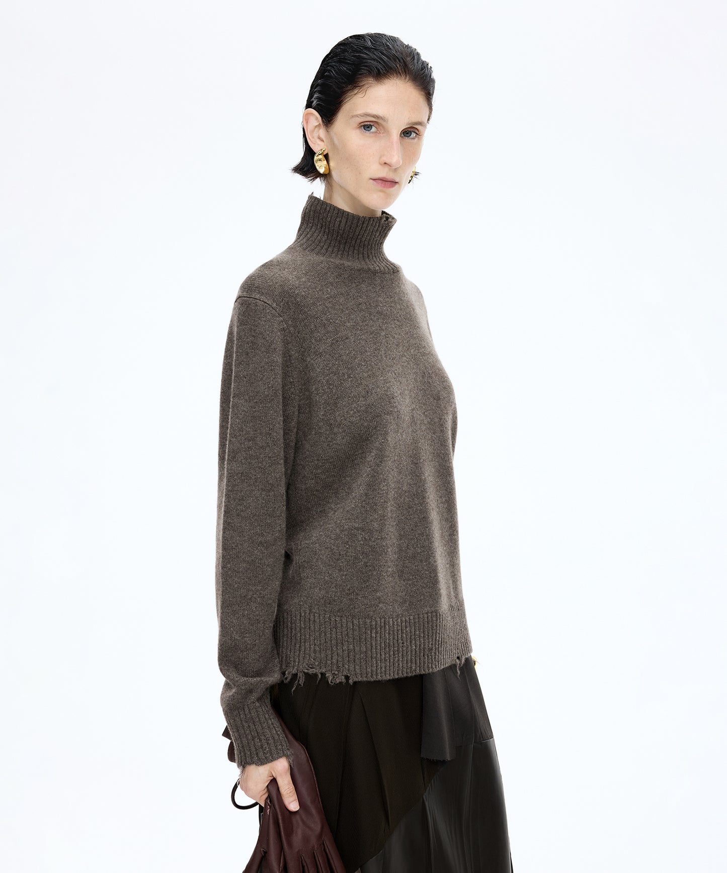 Distressed High-neck Sweater