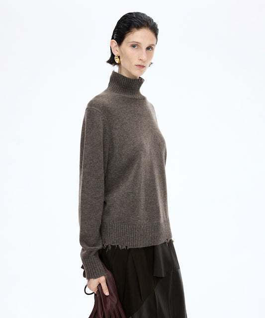Distressed High-neck Sweater