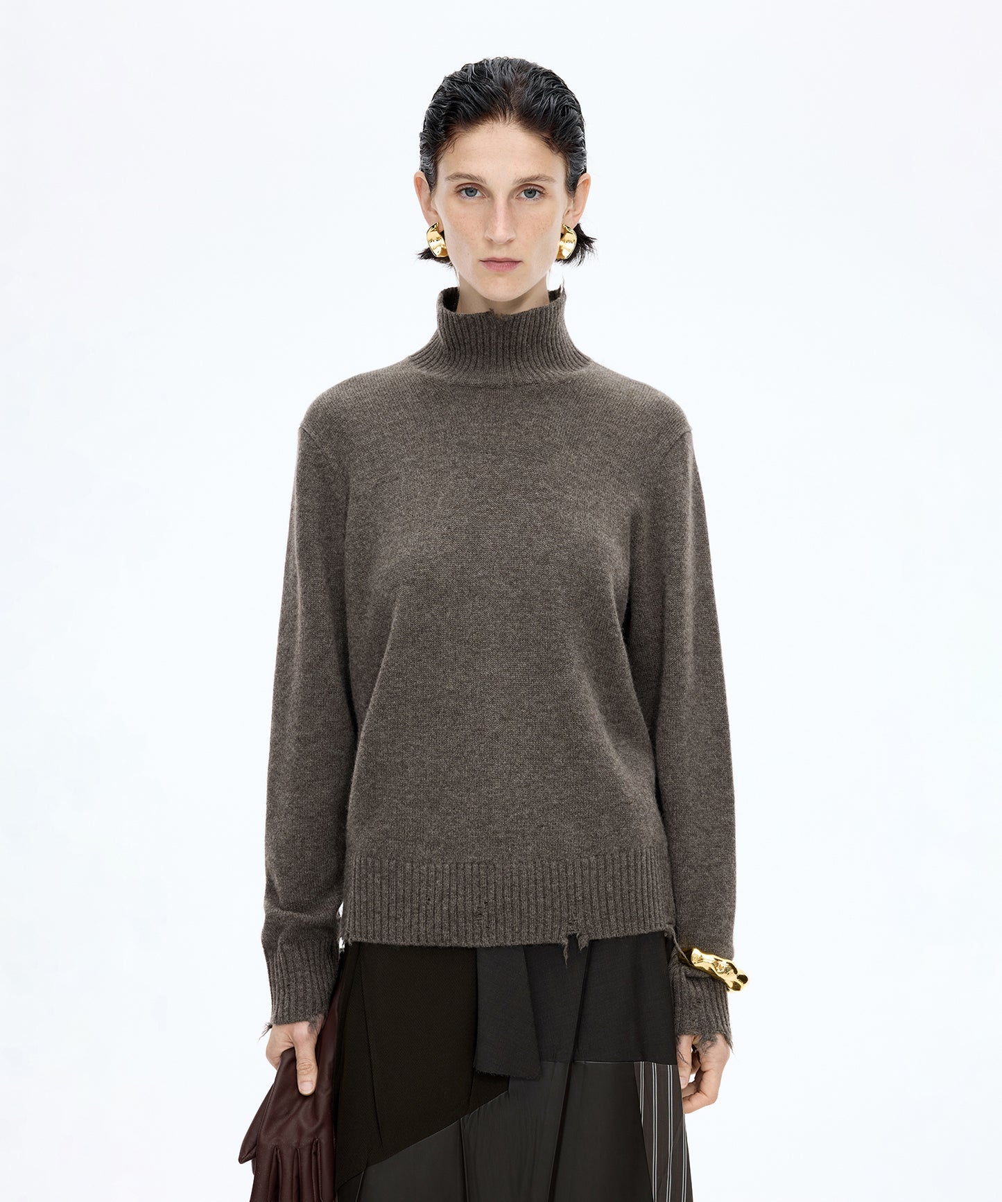 Distressed High-neck Sweater