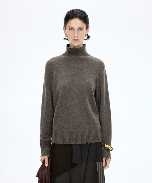 Distressed High-neck Sweater