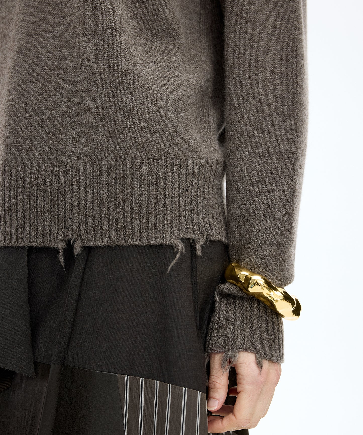 Distressed High-neck Sweater