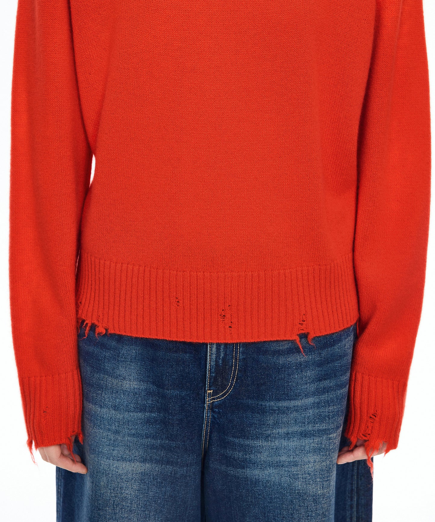 Distressed High-neck Sweater