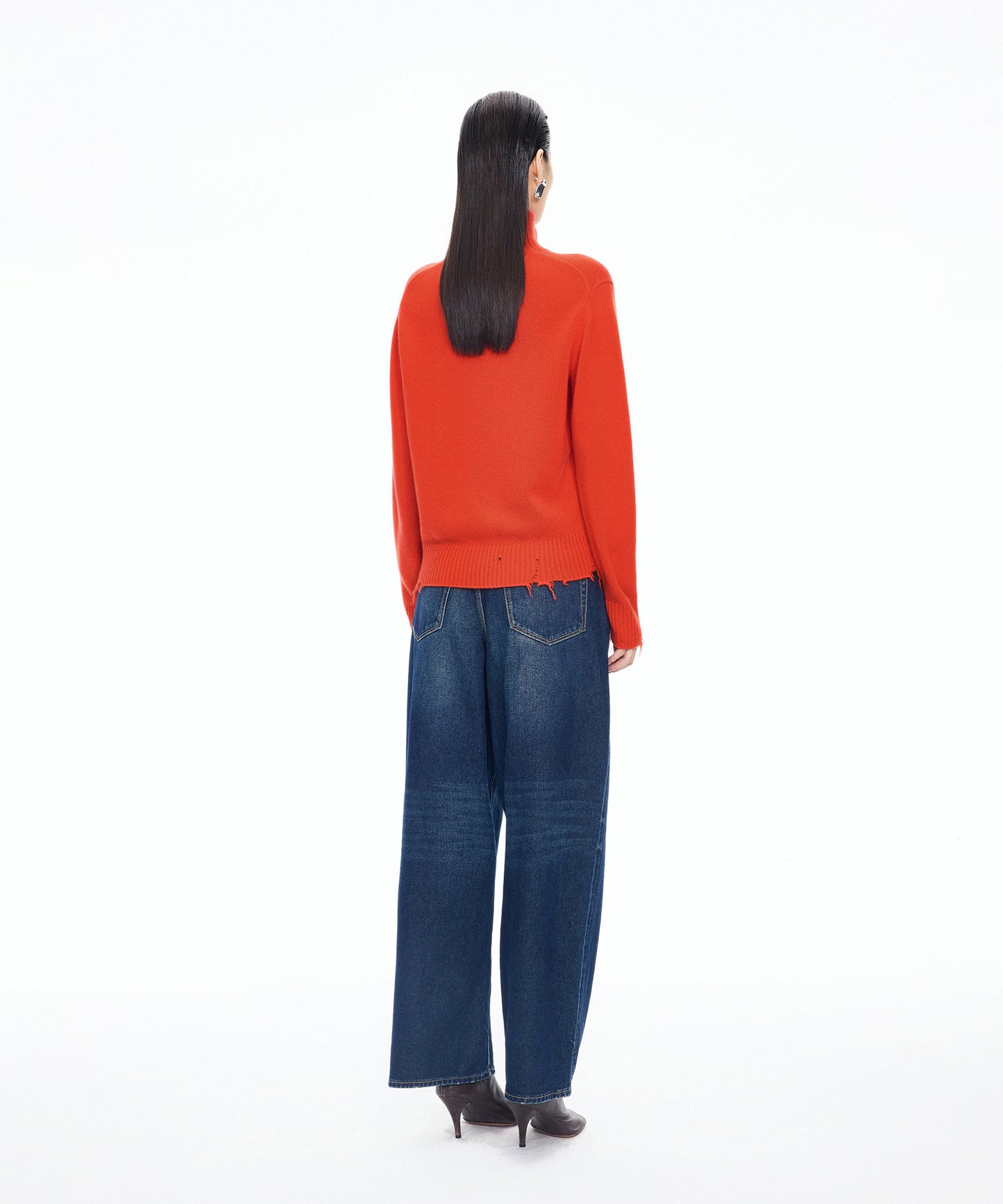 Distressed High-neck Sweater