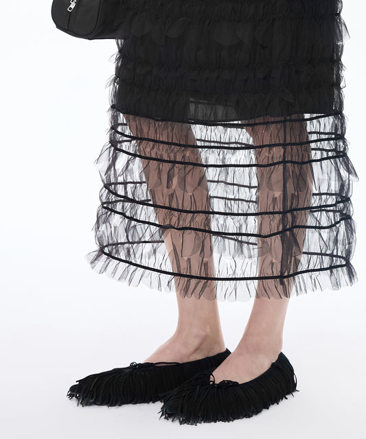 Suede Fringe Flats