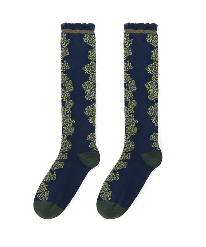 Floral Shimmer Knee Socks