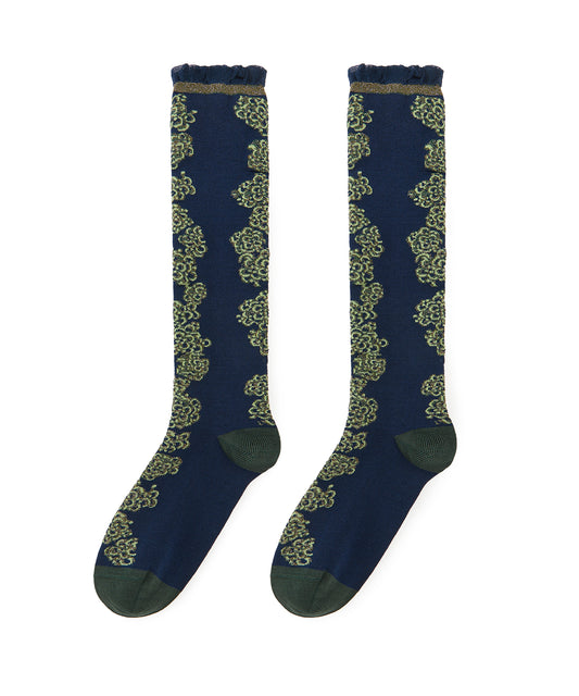 Floral Shimmer Knee Socks