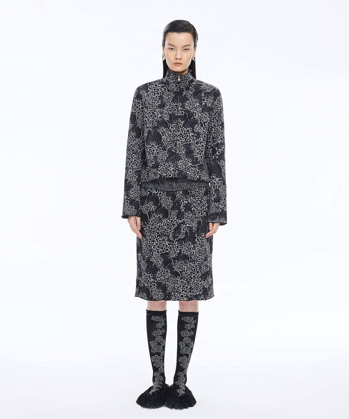 Floral Shimmer Knee Socks