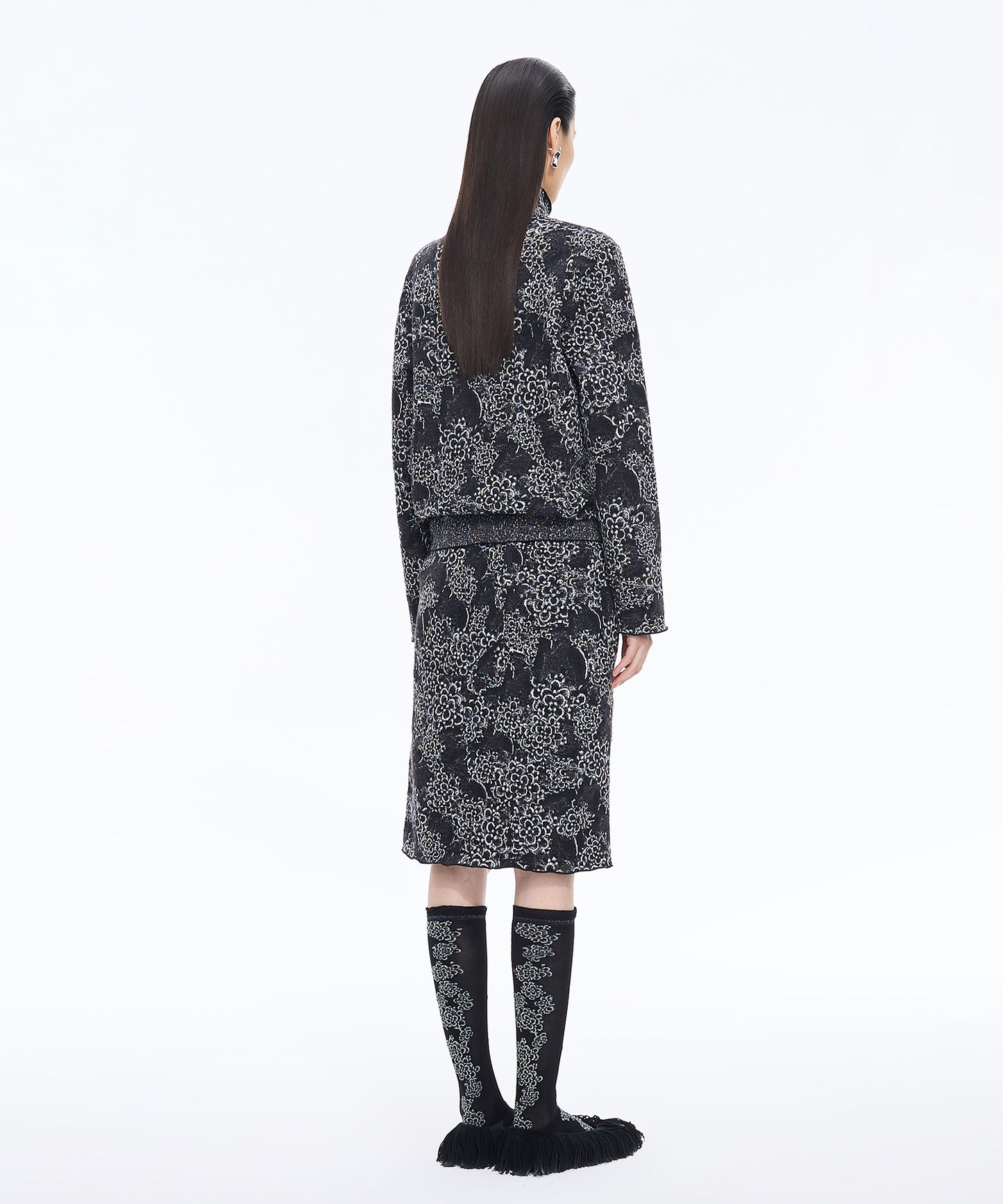 Floral Shimmer Knee Socks