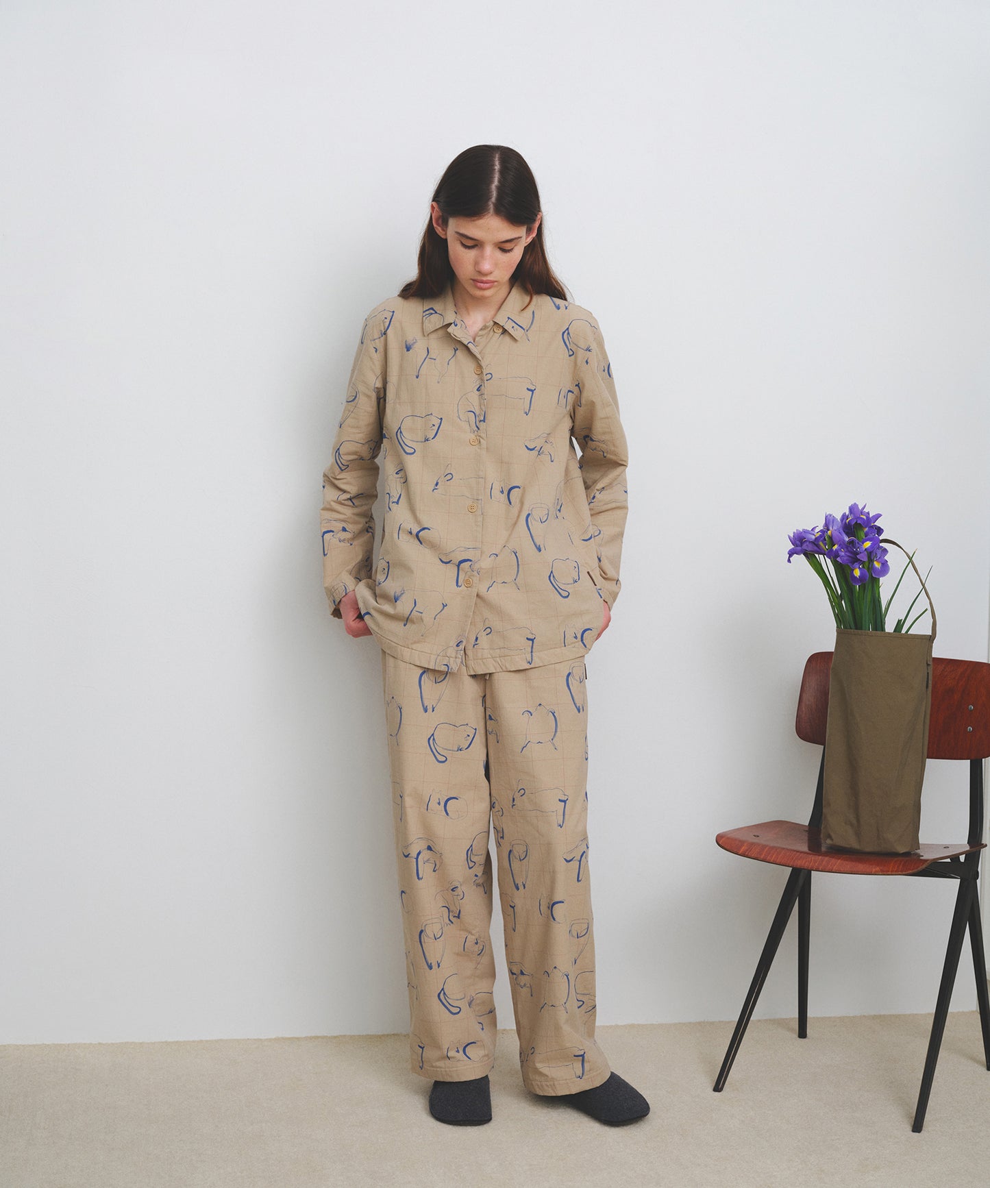 HOME Animal Check Fleece Shirt