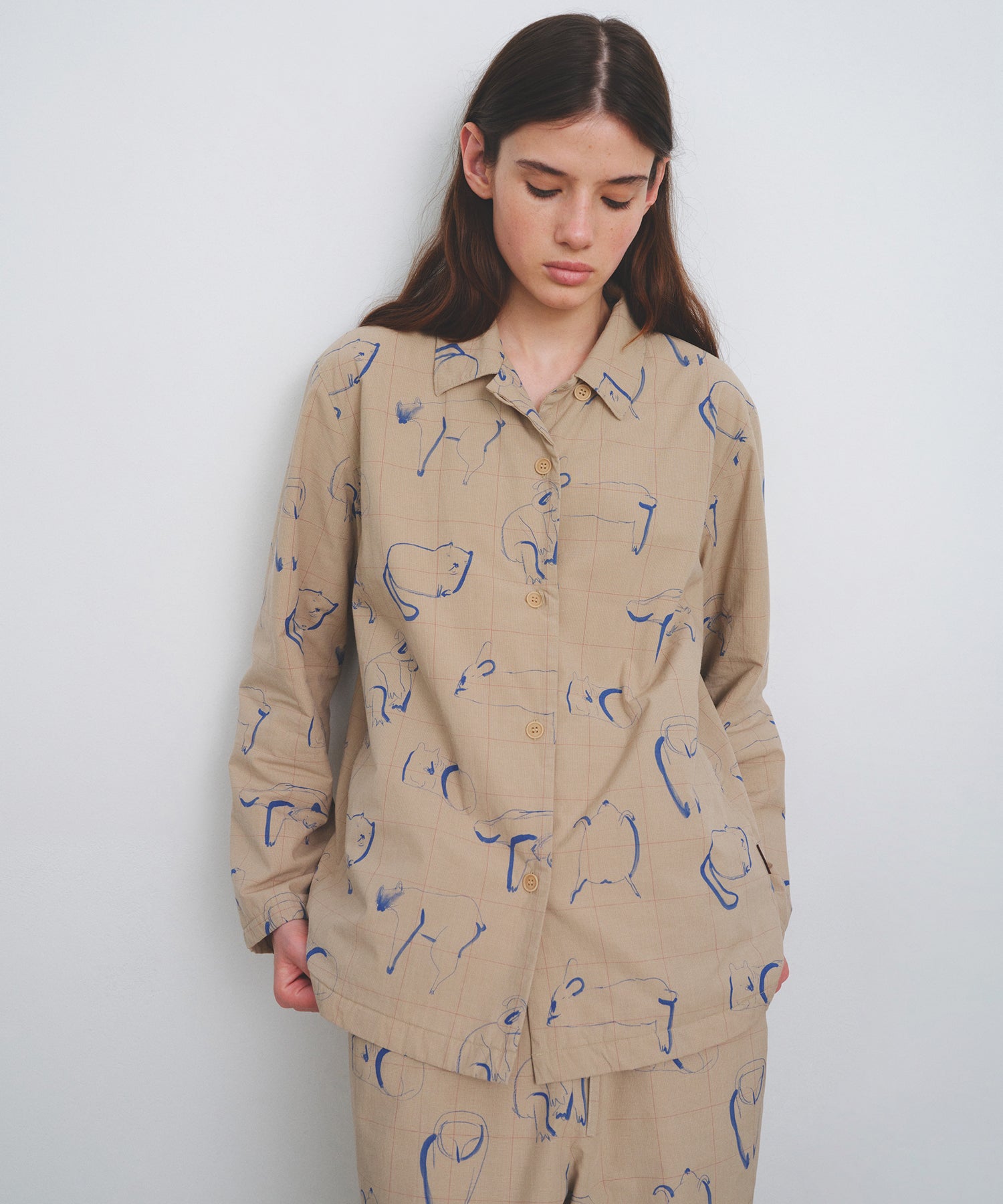 HOME Animal Check Fleece Shirt