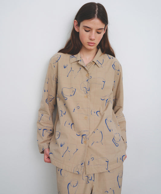 HOME Animal Check Fleece Shirt