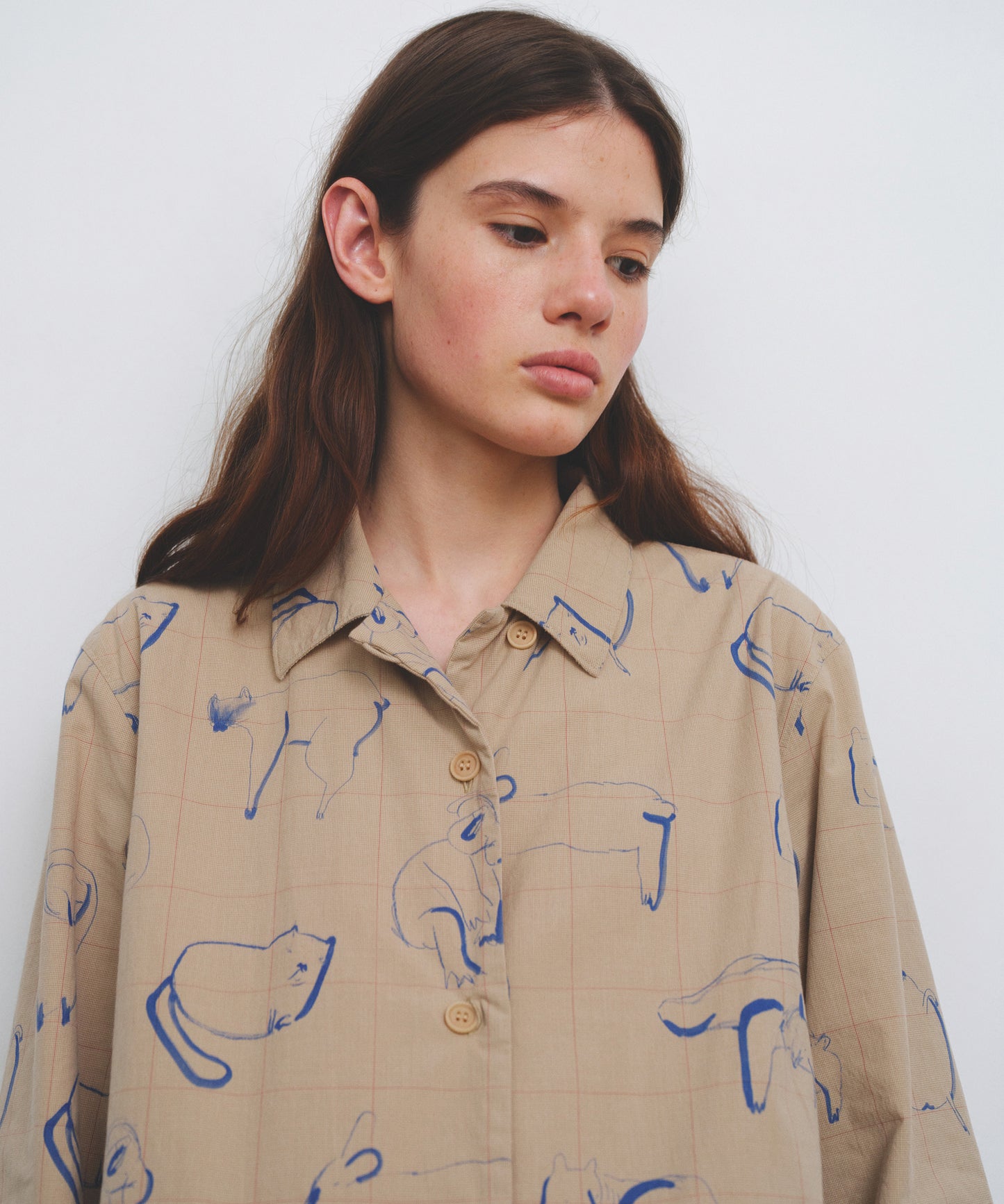 HOME Animal Check Fleece Shirt