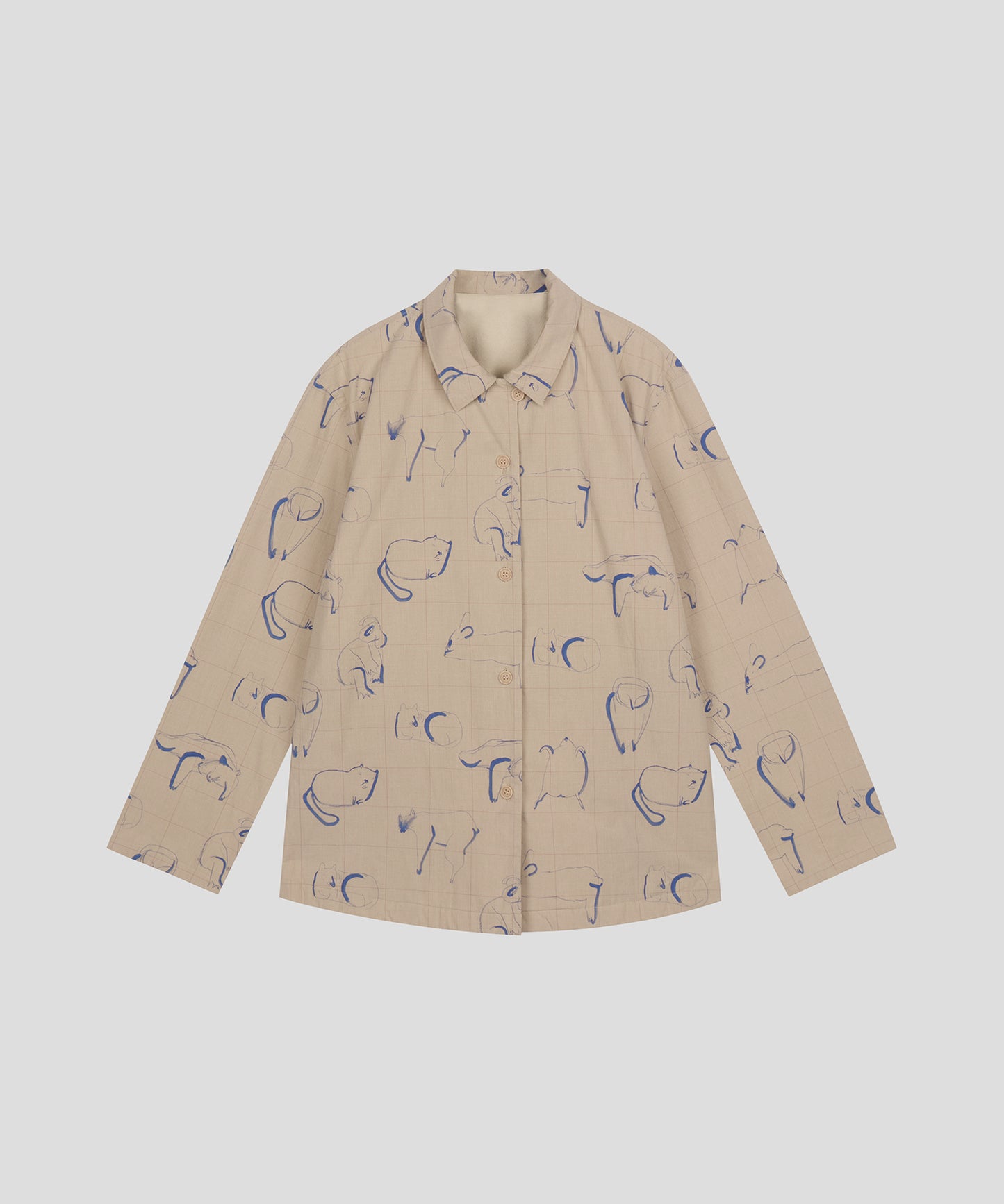 HOME Animal Check Fleece Shirt