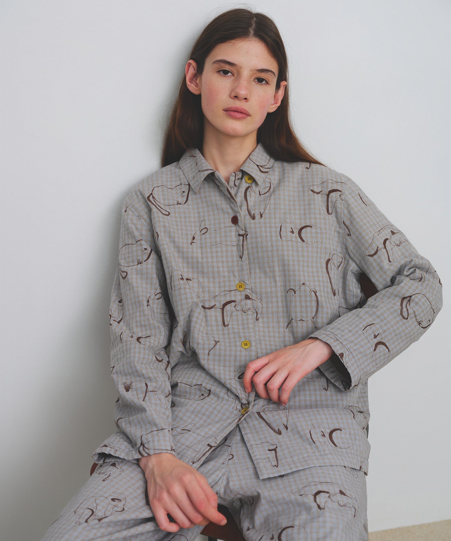 HOME Animal Check Fleece Shirt