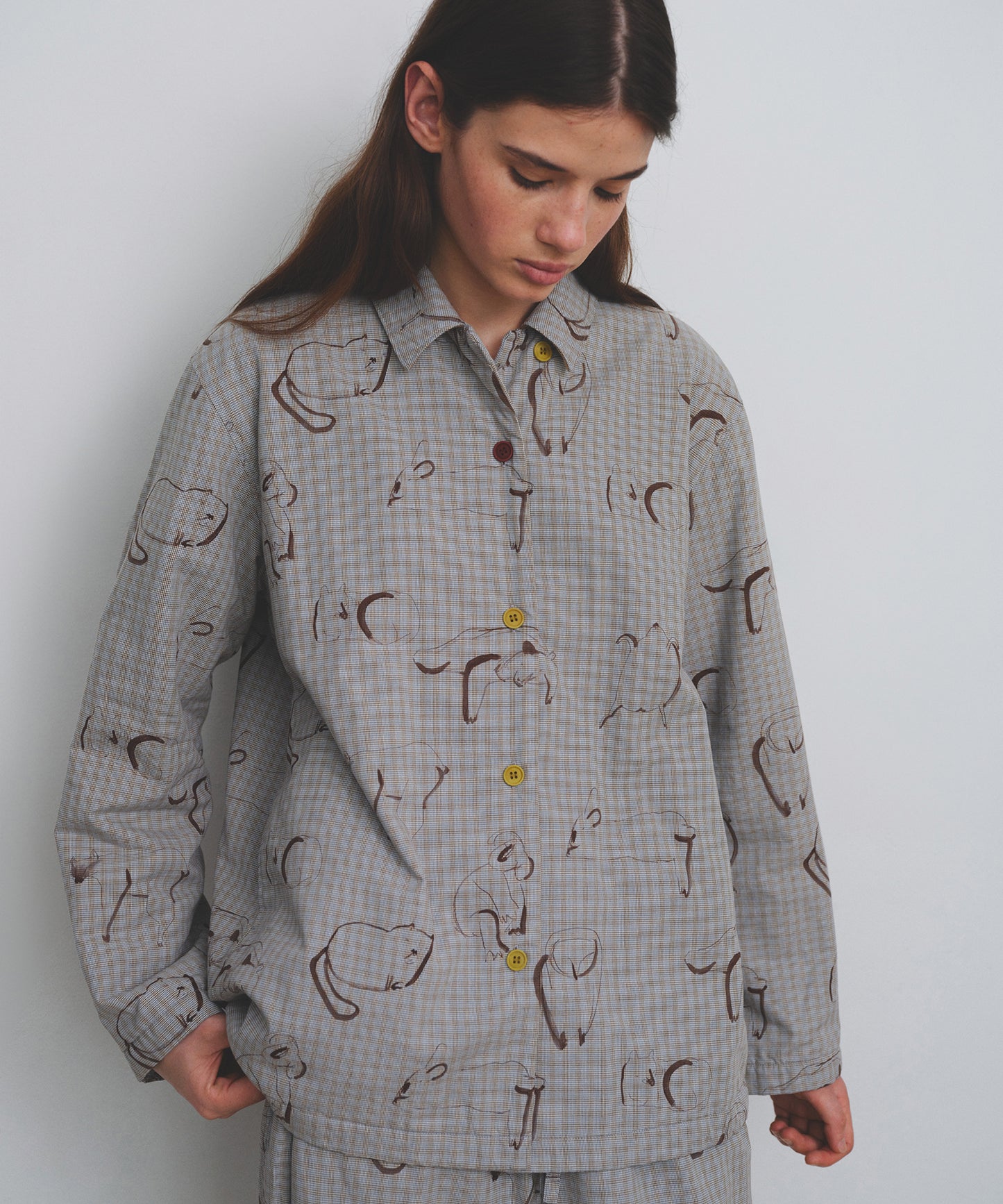 HOME Animal Check Fleece Shirt