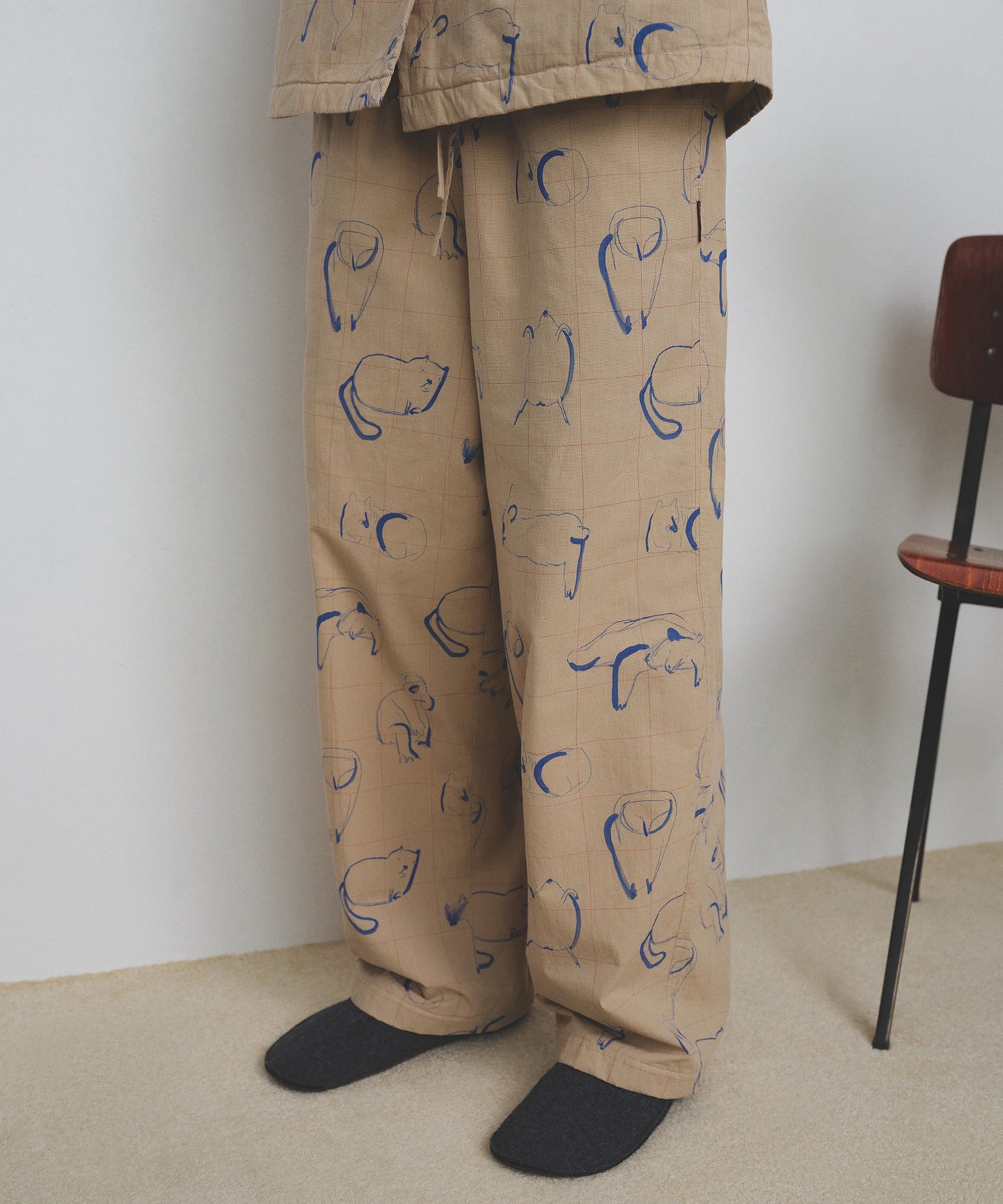 HOME Animal Check Fleece Pants