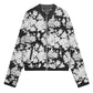 Peony-jacquard Zip-up Knit Jacket