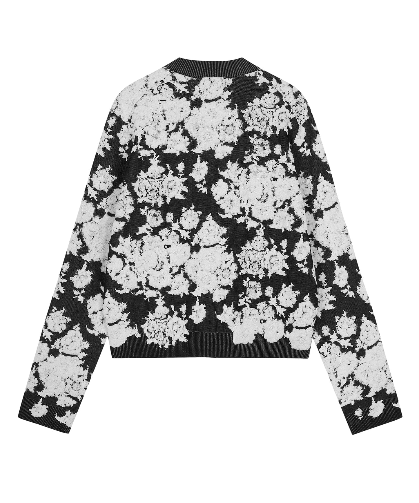 Peony-jacquard Zip-up Knit Jacket