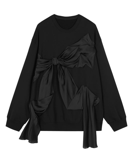 Satin Ribbon Oversized Sweatshirt