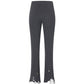 Distressed Ribbed-knit  Flared-leg Trousers