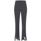 Distressed Ribbed-knit  Flared-leg Trousers